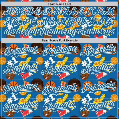 Custom Blue White Comic Doodle Ballgame 3D Pattern Design Authentic Baseball Jersey - Sky-Custom