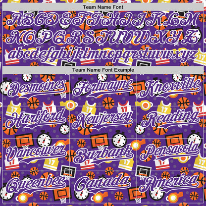 Custom Purple White Comic Doodle Ballgame 3D Pattern Design Authentic Baseball Jersey - Sky-Custom