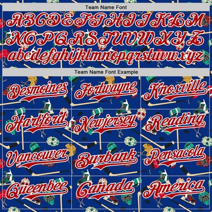 Custom Royal Red-White Comic Doodle Ballgame 3D Pattern Design Authentic Baseball Jersey - Sky-Custom