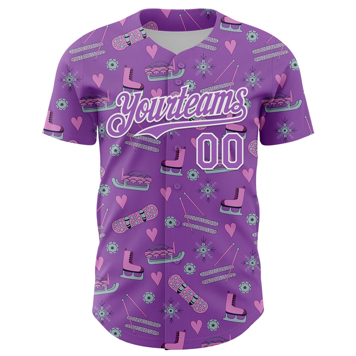 Custom Medium Purple White Comic Doodle Ballgame 3D Pattern Design Authentic Baseball Jersey - Sky-Custom