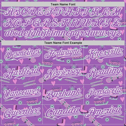 Custom Medium Purple White Comic Doodle Ballgame 3D Pattern Design Authentic Baseball Jersey - Sky-Custom