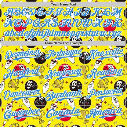 Custom Light Yellow Electric Blue-White Comic Doodle Ballgame 3D Pattern Design Authentic Baseball Jersey - Sky-Custom