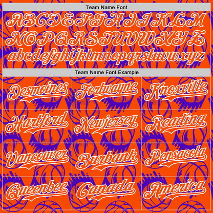 Custom Orange White Comic Doodle Ballgame 3D Pattern Design Authentic Baseball Jersey - Sky-Custom