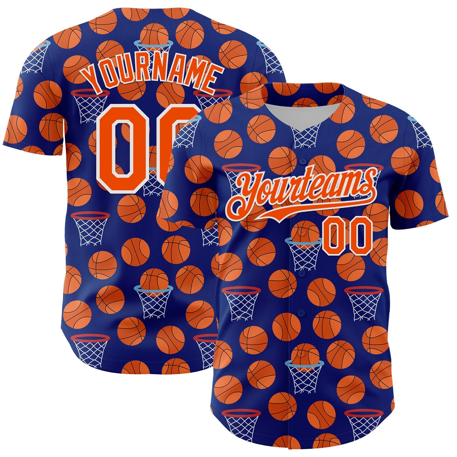 Custom Royal Orange-White Comic Doodle Ballgame 3D Pattern Design Authentic Baseball Jersey - Sky-Custom