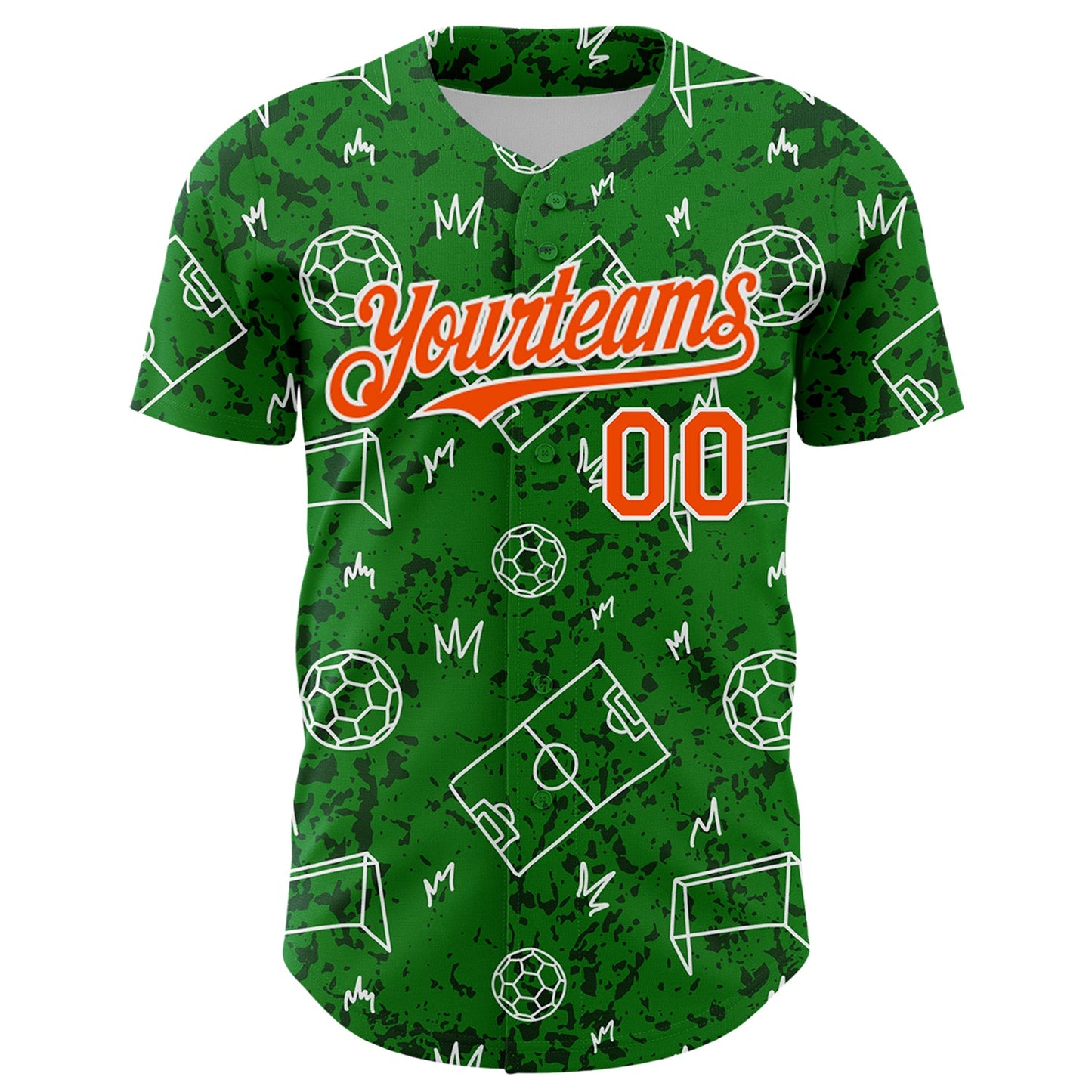 Custom Grass Green Orange-White Comic Doodle Ballgame 3D Pattern Design Authentic Baseball Jersey - Sky-Custom