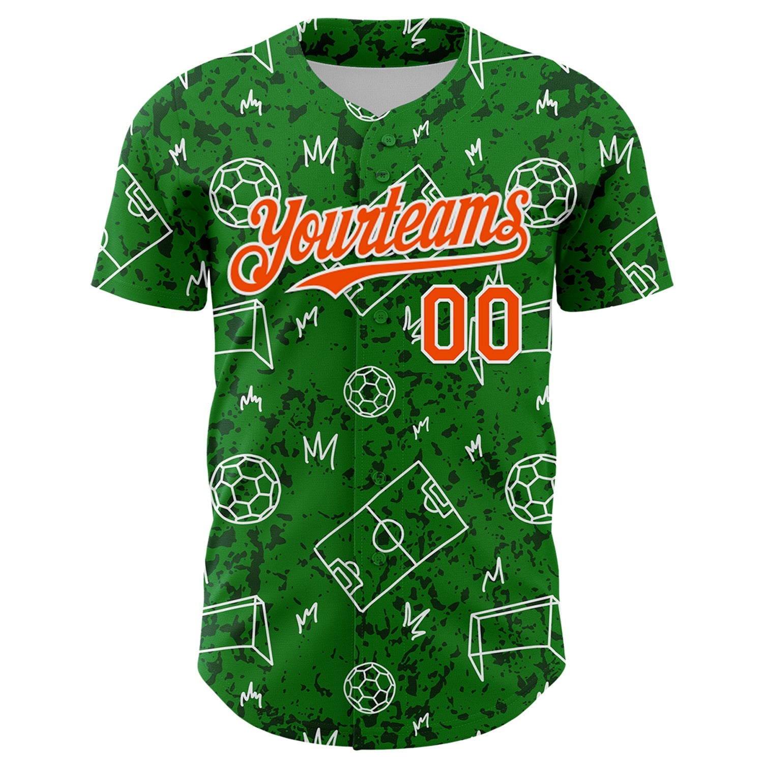 Custom Grass Green Orange-White Comic Doodle Ballgame 3D Pattern Design Authentic Baseball Jersey - Sky-Custom