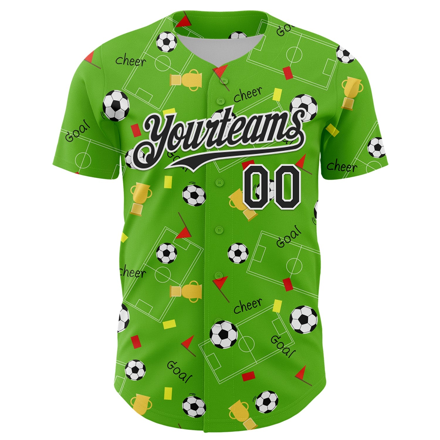 Custom Aurora Green Black-White Comic Doodle Ballgame 3D Pattern Design Authentic Baseball Jersey - Sky-Custom
