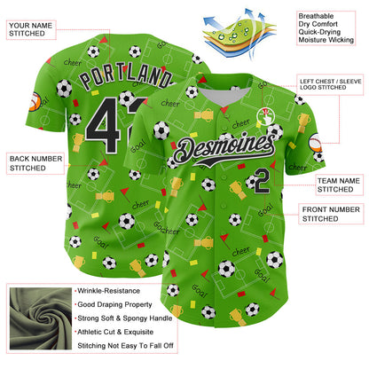 Custom Aurora Green Black-White Comic Doodle Ballgame 3D Pattern Design Authentic Baseball Jersey - Sky-Custom