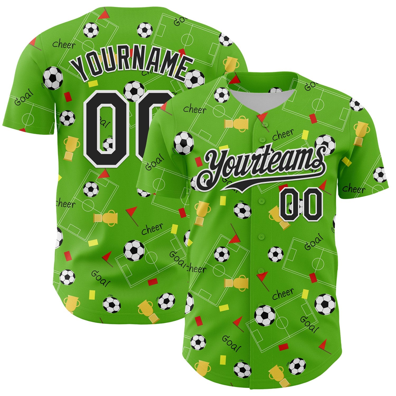 Custom Aurora Green Black-White Comic Doodle Ballgame 3D Pattern Design Authentic Baseball Jersey - Sky-Custom
