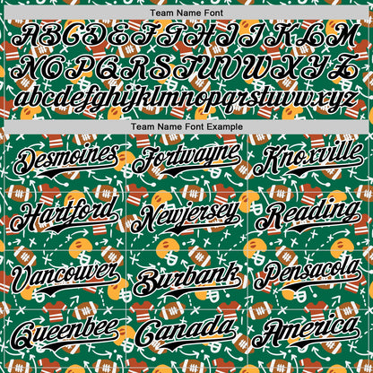 Custom Kelly Green Black-White Comic Doodle Ballgame 3D Pattern Design Authentic Baseball Jersey - Sky-Custom