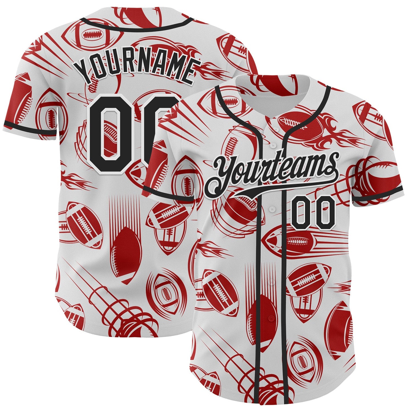 Custom White Black Comic Doodle Ballgame 3D Pattern Design Authentic Baseball Jersey - Sky-Custom