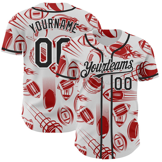 Custom White Black Comic Doodle Ballgame 3D Pattern Design Authentic Baseball Jersey - Sky-Custom