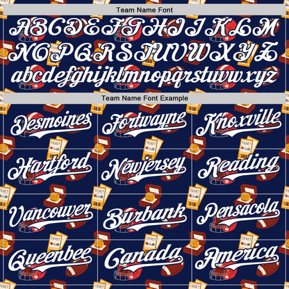 Custom Navy White Comic Doodle Ballgame 3D Pattern Design Authentic Baseball Jersey - Sky-Custom