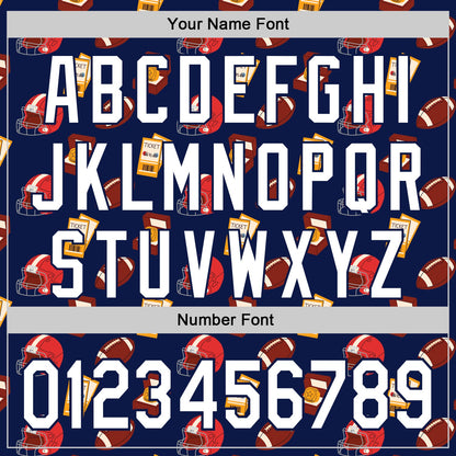 Custom Navy White Comic Doodle Ballgame 3D Pattern Design Authentic Baseball Jersey - Sky-Custom