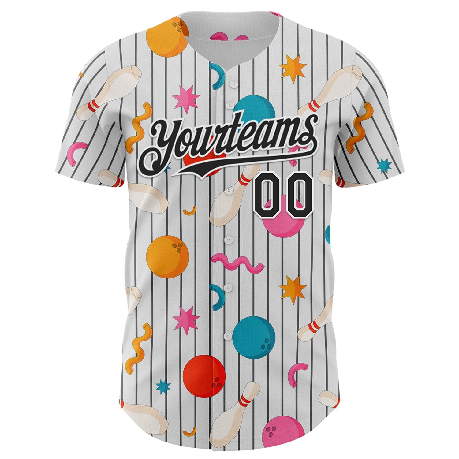 Custom White Black Comic Doodle Ballgame 3D Pattern Design Authentic Baseball Jersey - Sky-Custom