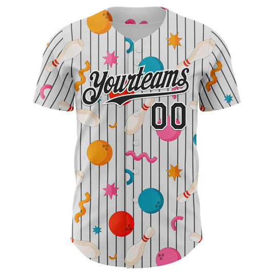 Custom White Black Comic Doodle Ballgame 3D Pattern Design Authentic Baseball Jersey - Sky-Custom