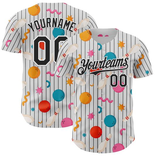 Custom White Black Comic Doodle Ballgame 3D Pattern Design Authentic Baseball Jersey - Sky-Custom