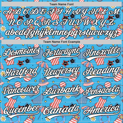 Custom Sky Blue White-Black 3D Hawaii Beach Authentic Baseball Jersey - Sky-Custom