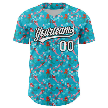 Custom Lakes Blue White-Black 3D Hawaii Ocean Creature Authentic Baseball Jersey - Sky-Custom