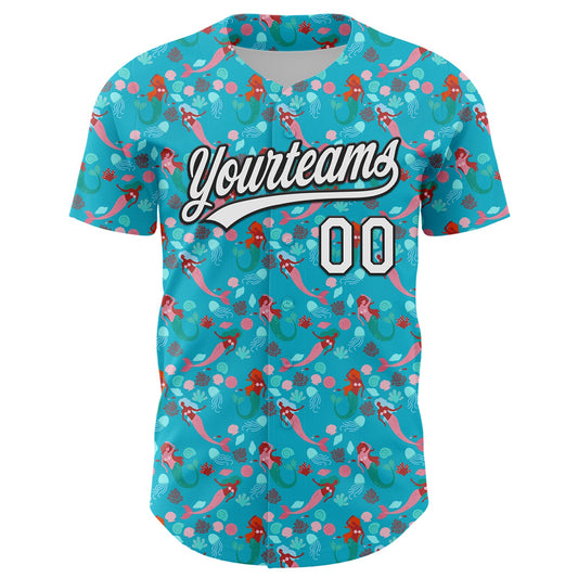 Custom Lakes Blue White-Black 3D Hawaii Ocean Creature Authentic Baseball Jersey - Sky-Custom