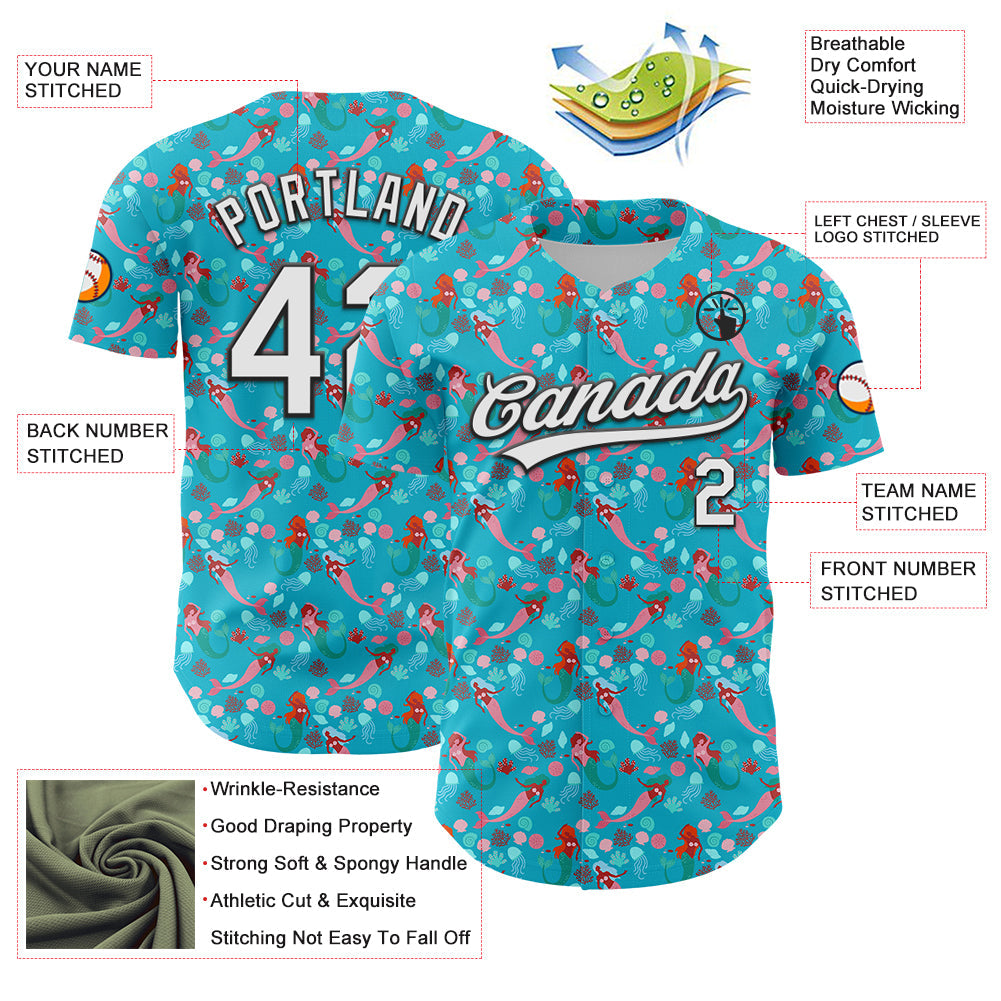 Custom Lakes Blue White-Black 3D Hawaii Ocean Creature Authentic Baseball Jersey - Sky-Custom