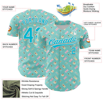 Custom Ice Blue Lakes Blue-White 3D Hawaii Beach Holiday Authentic Baseball Jersey - Sky-Custom