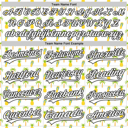 Custom White Black 3D Hawaii Tropical Palm Tree And Fruit Pineapple Authentic Baseball Jersey - Sky-Custom