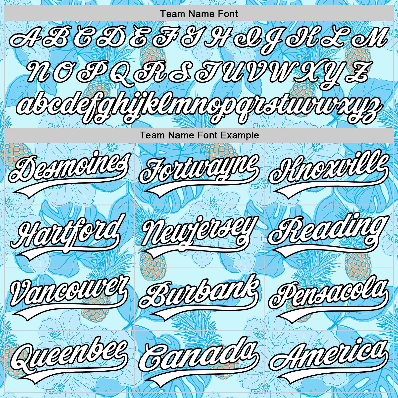 Custom Ice Blue White-Black 3D Hawaii Tropical Palm Leaves And Fruit Pineapple Authentic Baseball Jersey - Sky-Custom