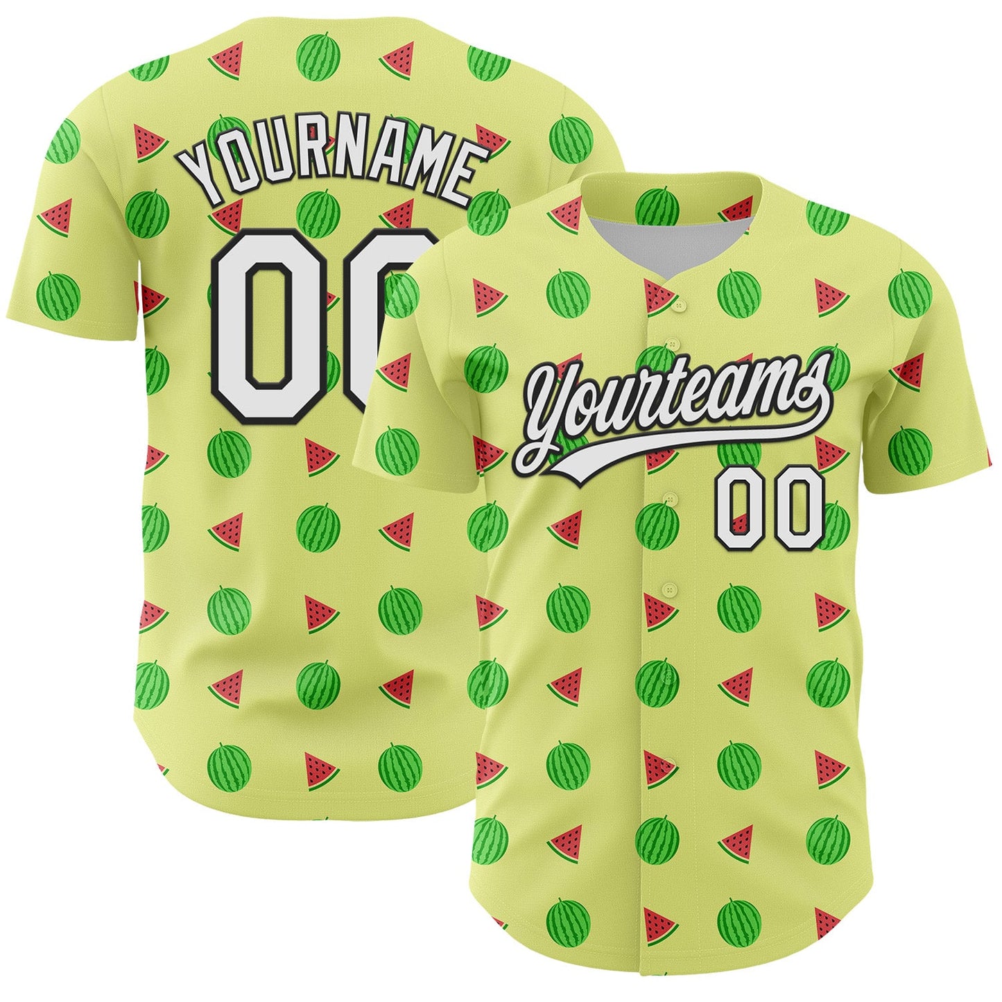 Custom Yellow White-Black 3D Hawaii Fruit Watermelon Authentic Baseball Jersey - Sky-Custom