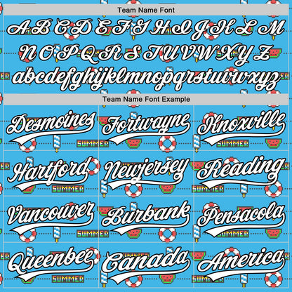 Custom Sky Blue White-Black 3D Hawaii Summer Fruit Watermelon Authentic Baseball Jersey - Sky-Custom