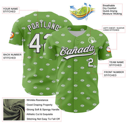 Custom Green White-Black 3D Hawaii Fruit Lemon Authentic Baseball Jersey - Sky-Custom