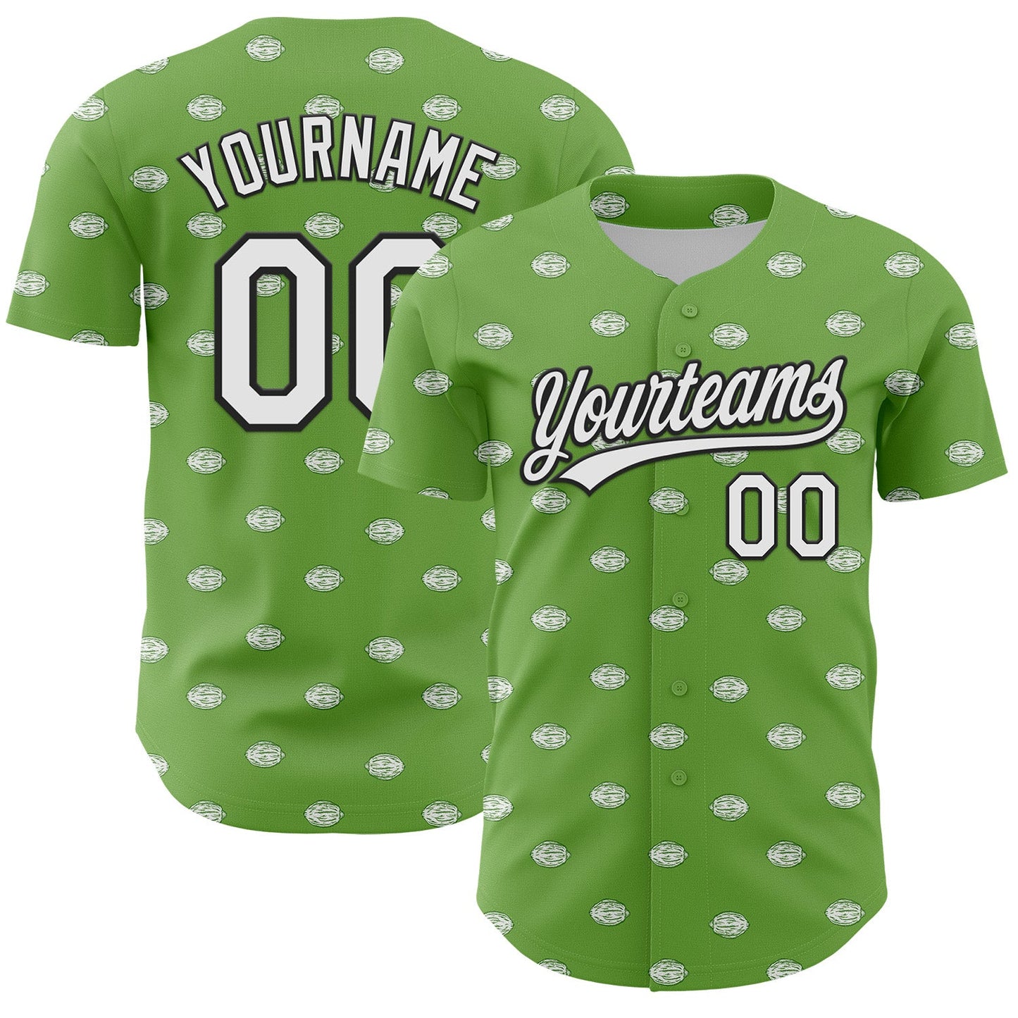 Custom Green White-Black 3D Hawaii Fruit Lemon Authentic Baseball Jersey - Sky-Custom