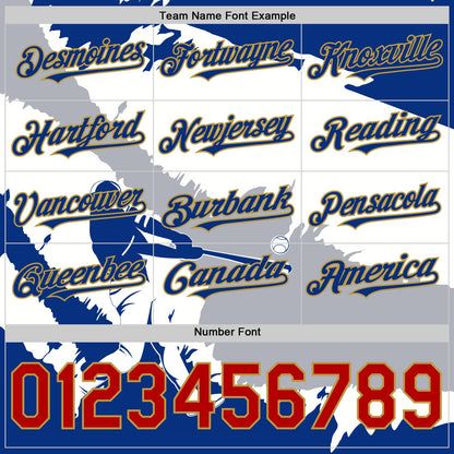 Custom Royal Gray Old Gold-Red 3D El Salvador El Salvadoran Flag Authentic Baseball Jersey - Sky-Custom