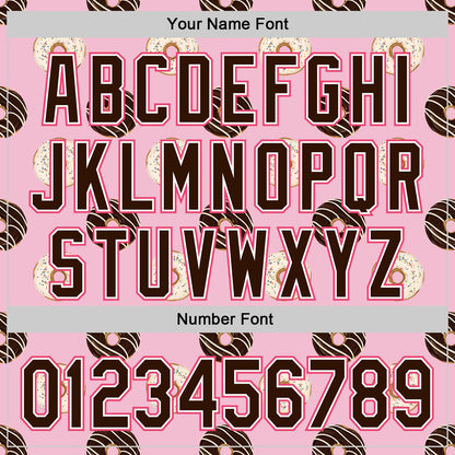 Custom Light Pink Brown-Neon Pink 3D Pattern Design Foodie Food Dessert Doughnut Authentic Baseball Jersey - Sky-Custom