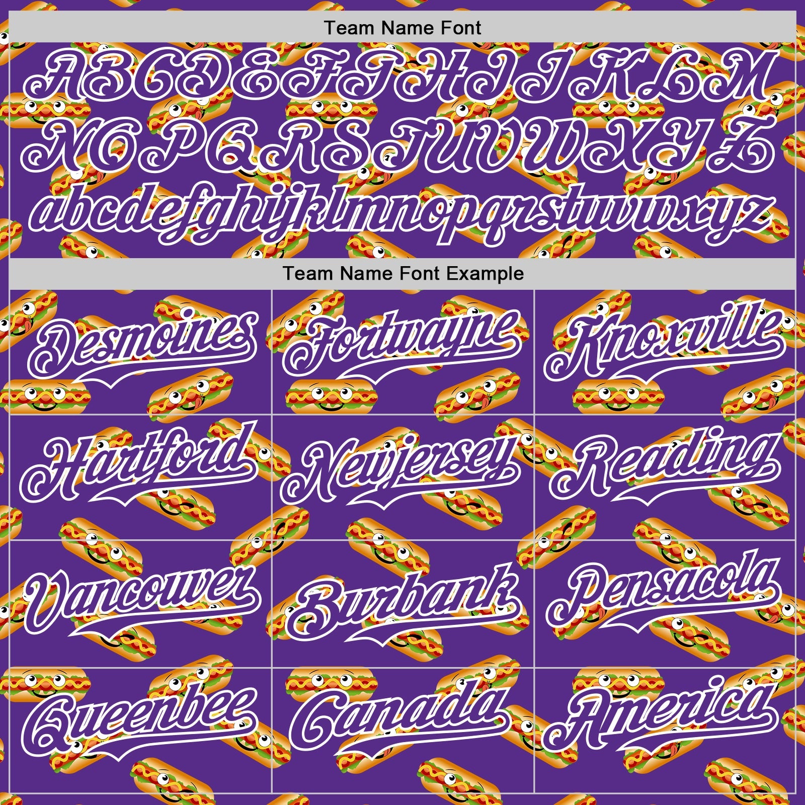 Custom Purple White 3D Pattern Design Foodie Fast Food Hot Dog Authentic Baseball Jersey - Sky-Custom