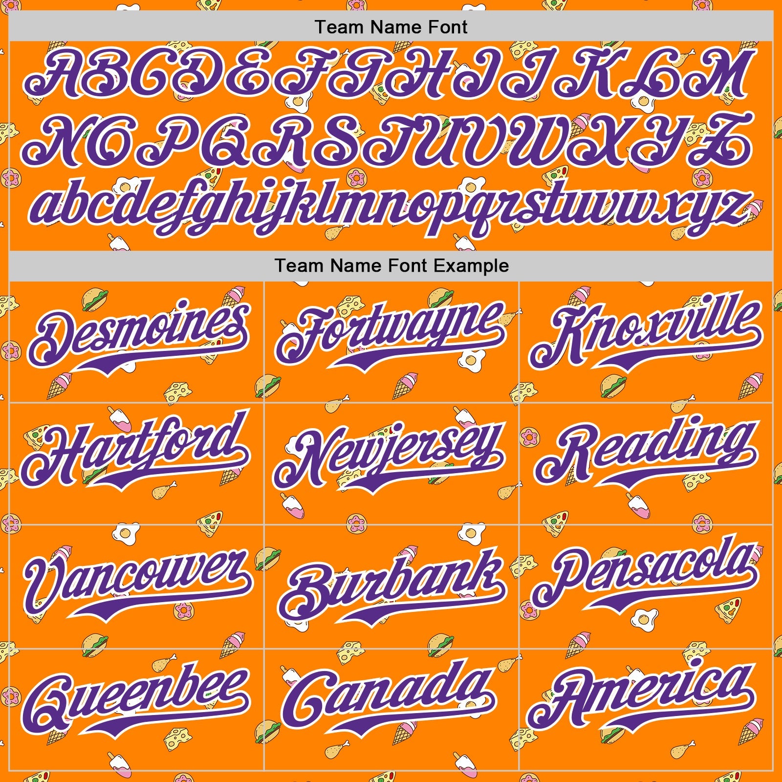 Custom Bay Orange Purple-White 3D Pattern Design Foodie Fast Food Cheese Pizza Dessert Ice Cream Authentic Baseball Jersey - Sky-Custom