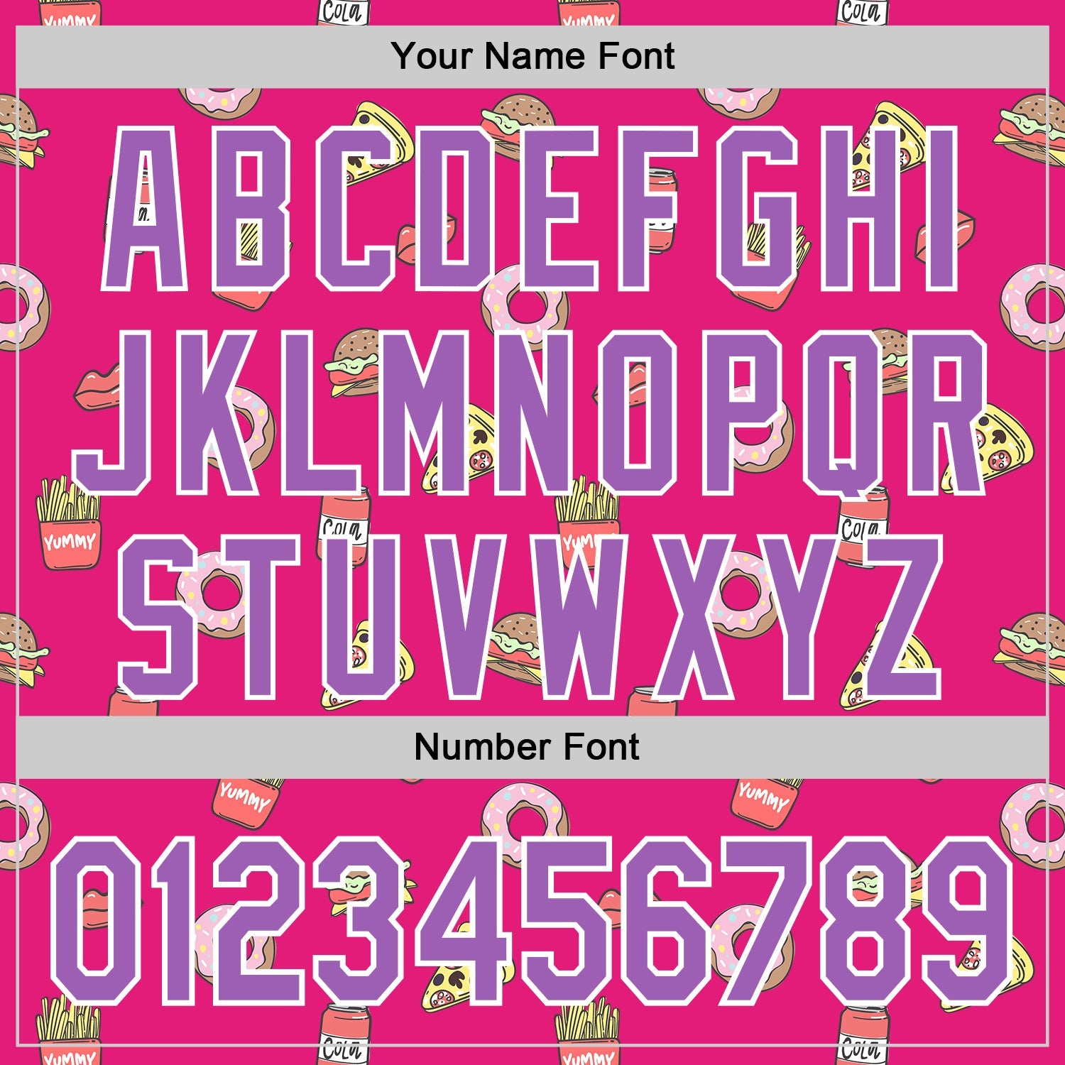 Custom Hot Pink Medium Purple-White 3D Pattern Design Foodie Fast Food Pizza Donut Cola Authentic Baseball Jersey - Sky-Custom