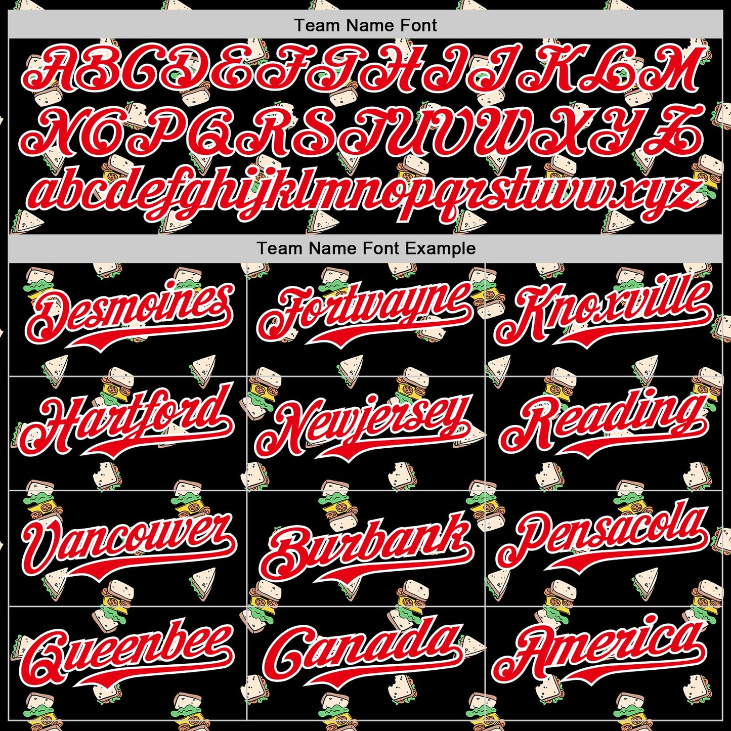 Custom Black Fire Red-White 3D Pattern Design Foodie Fast Food Sandwich Authentic Baseball Jersey - Sky-Custom