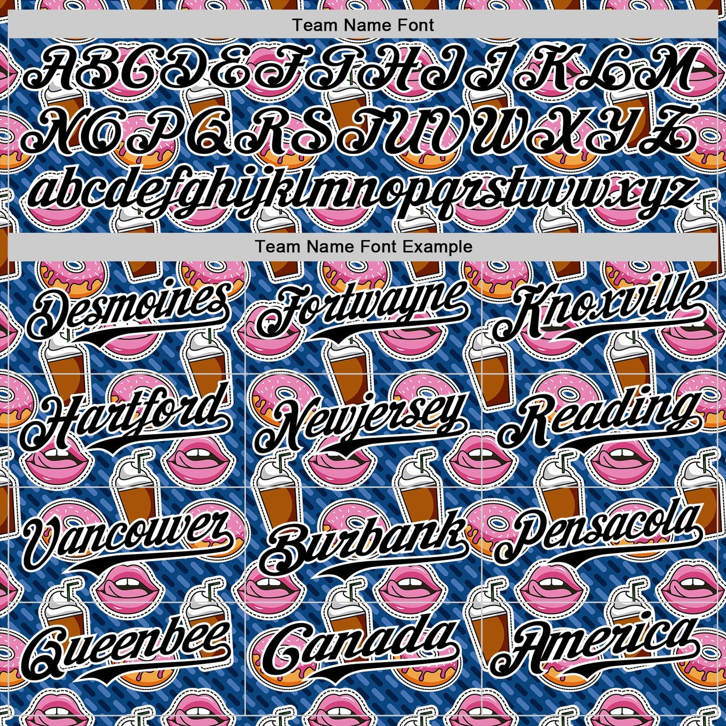 Custom US Navy Blue Black-White 3D Pattern Design Foodie Food Dessert Milkshake Donut Authentic Baseball Jersey - Sky-Custom