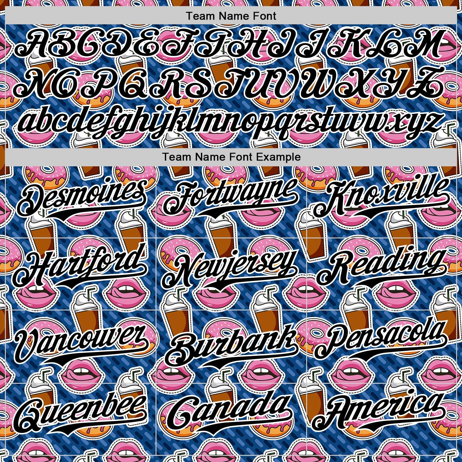 Custom US Navy Blue Black-White 3D Pattern Design Foodie Food Dessert Milkshake Donut Authentic Baseball Jersey - Sky-Custom