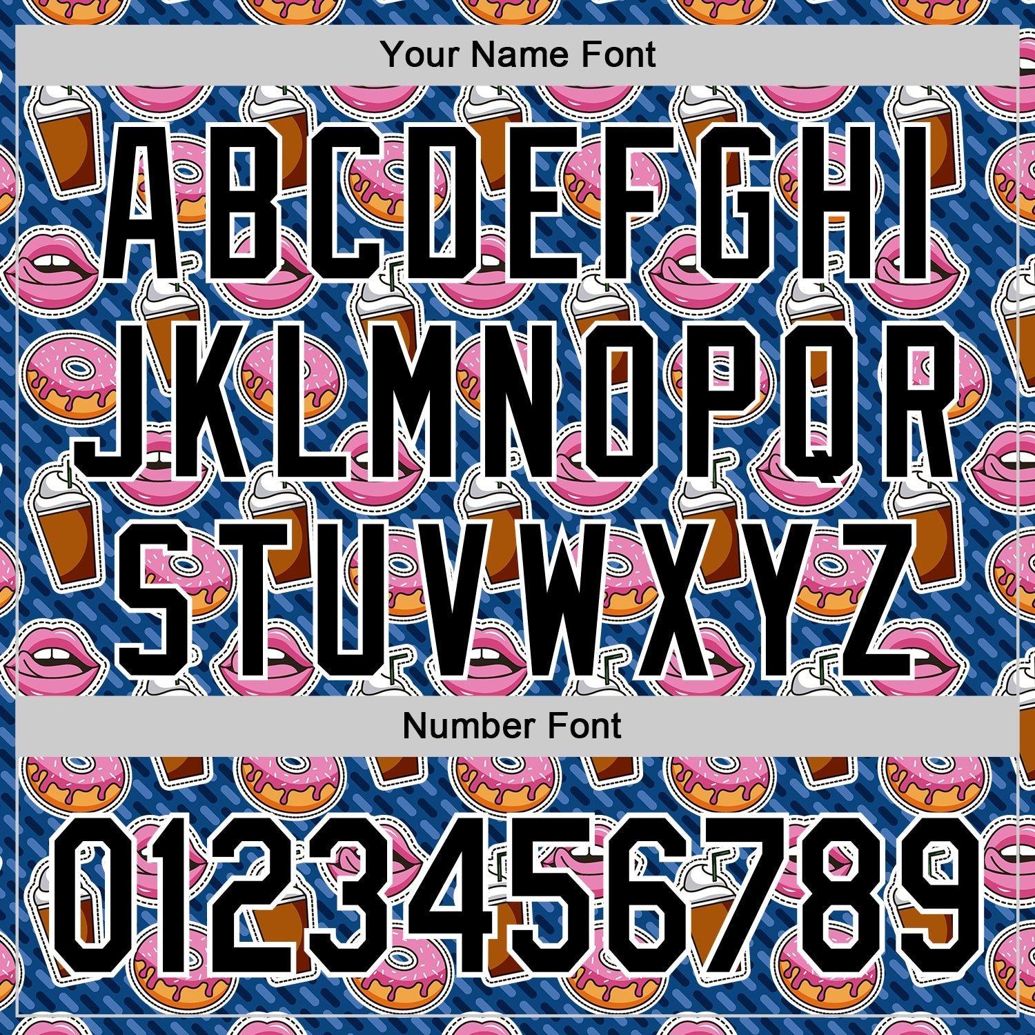 Custom US Navy Blue Black-White 3D Pattern Design Foodie Food Dessert Milkshake Donut Authentic Baseball Jersey - Sky-Custom