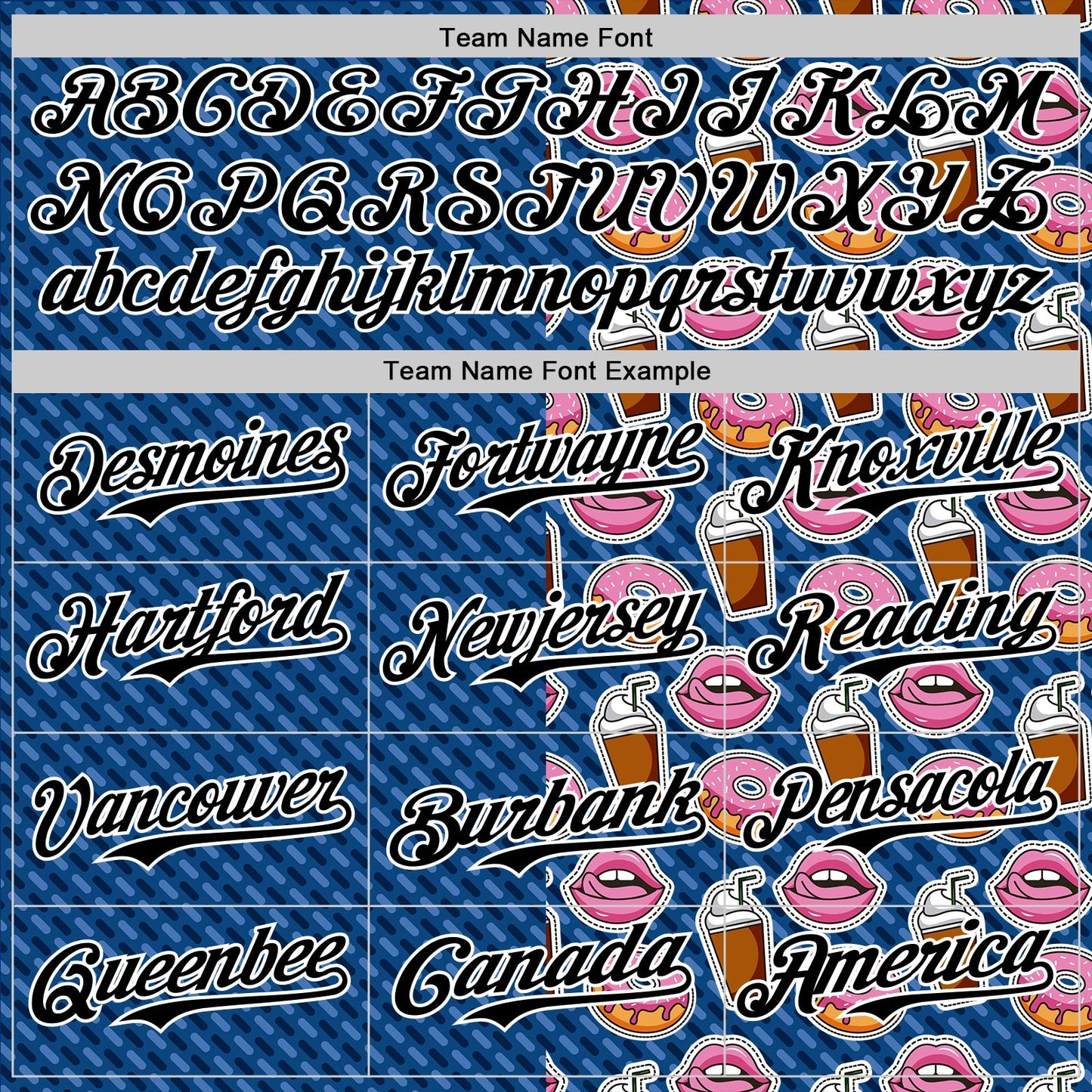 Custom US Navy Blue Black-White 3D Pattern Design Foodie Food Dessert Milkshake Donut Authentic Baseball Jersey - Sky-Custom