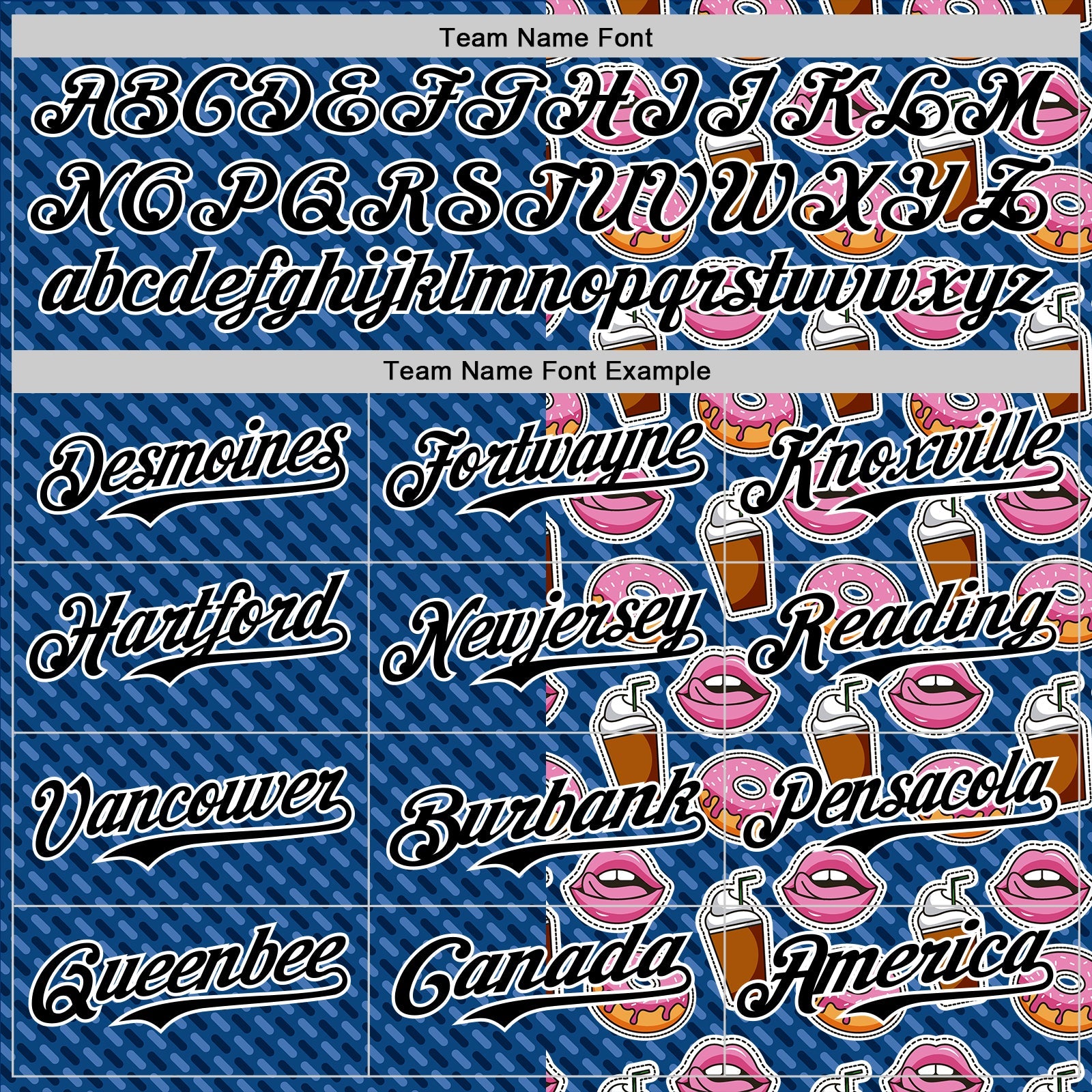 Custom US Navy Blue Black-White 3D Pattern Design Foodie Food Dessert Milkshake Donut Authentic Baseball Jersey - Sky-Custom