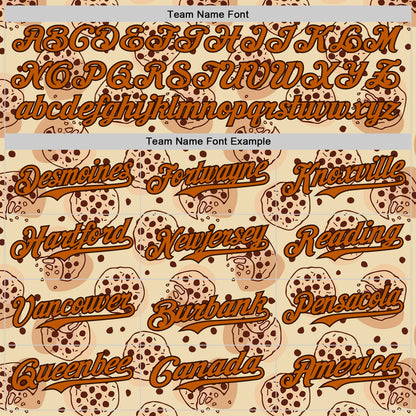 Custom Cream Texas Orange-Brown 3D Pattern Design Foodie Food Snack Chocolate Cookie Authentic Baseball Jersey - Sky-Custom