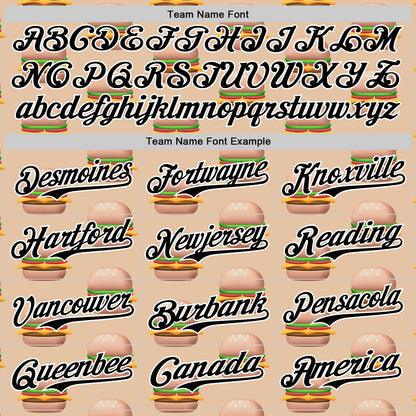 Custom Vegas Gold Black-White 3D Pattern Design Foodie Fast Food Burger Authentic Baseball Jersey - Sky-Custom