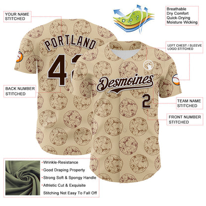Custom City Cream Brown-White 3D Pattern Design Foodie Food Snack Chocolate Cookie Authentic Baseball Jersey - Sky-Custom