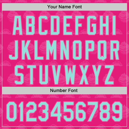 Custom Hot Pink Ice Blue-Pink 3D Pattern Design Foodie Food Dessert Cake Authentic Baseball Jersey - Sky-Custom