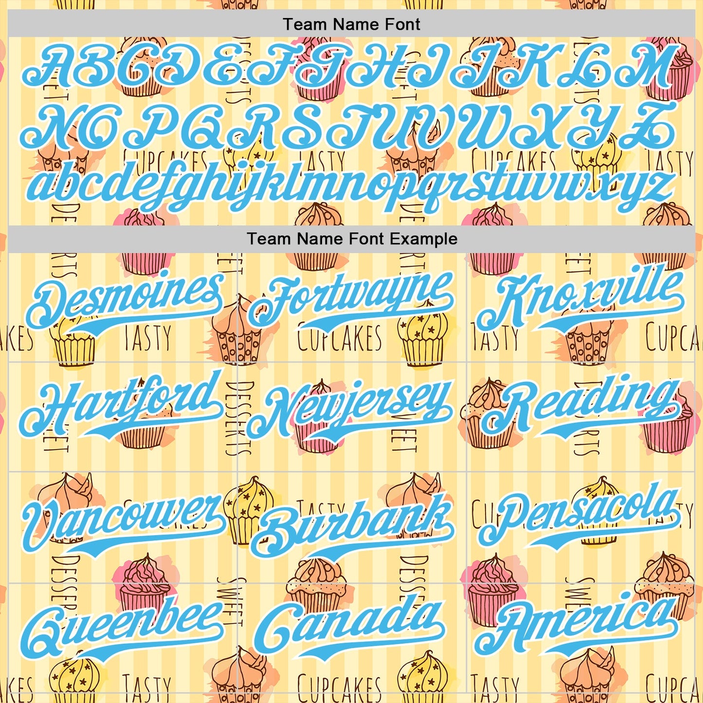Custom Yellow Sky Blue-White 3D Pattern Design Foodie Food Dessert Cupcake Authentic Baseball Jersey - Sky-Custom