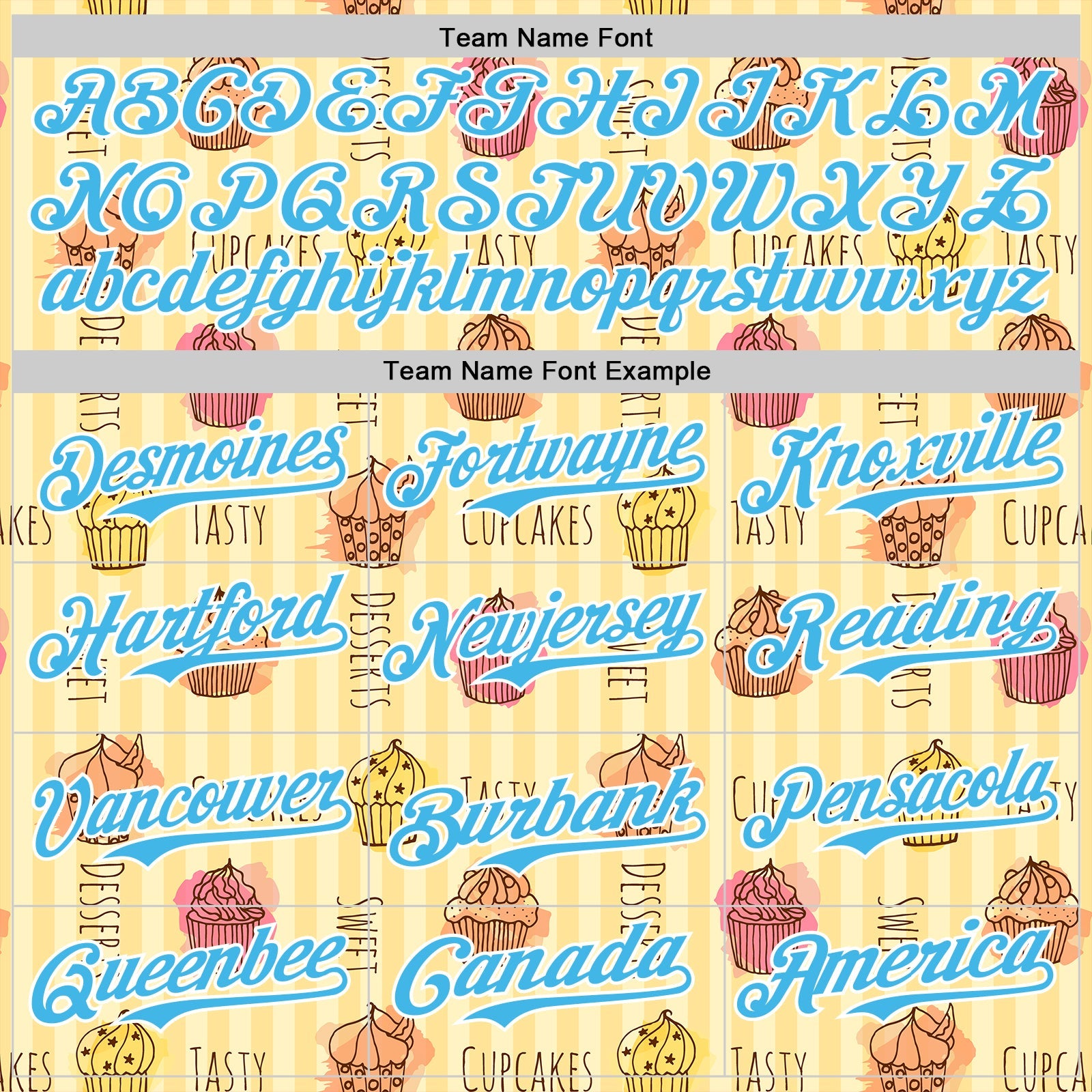 Custom Yellow Sky Blue-White 3D Pattern Design Foodie Food Dessert Cupcake Authentic Baseball Jersey - Sky-Custom