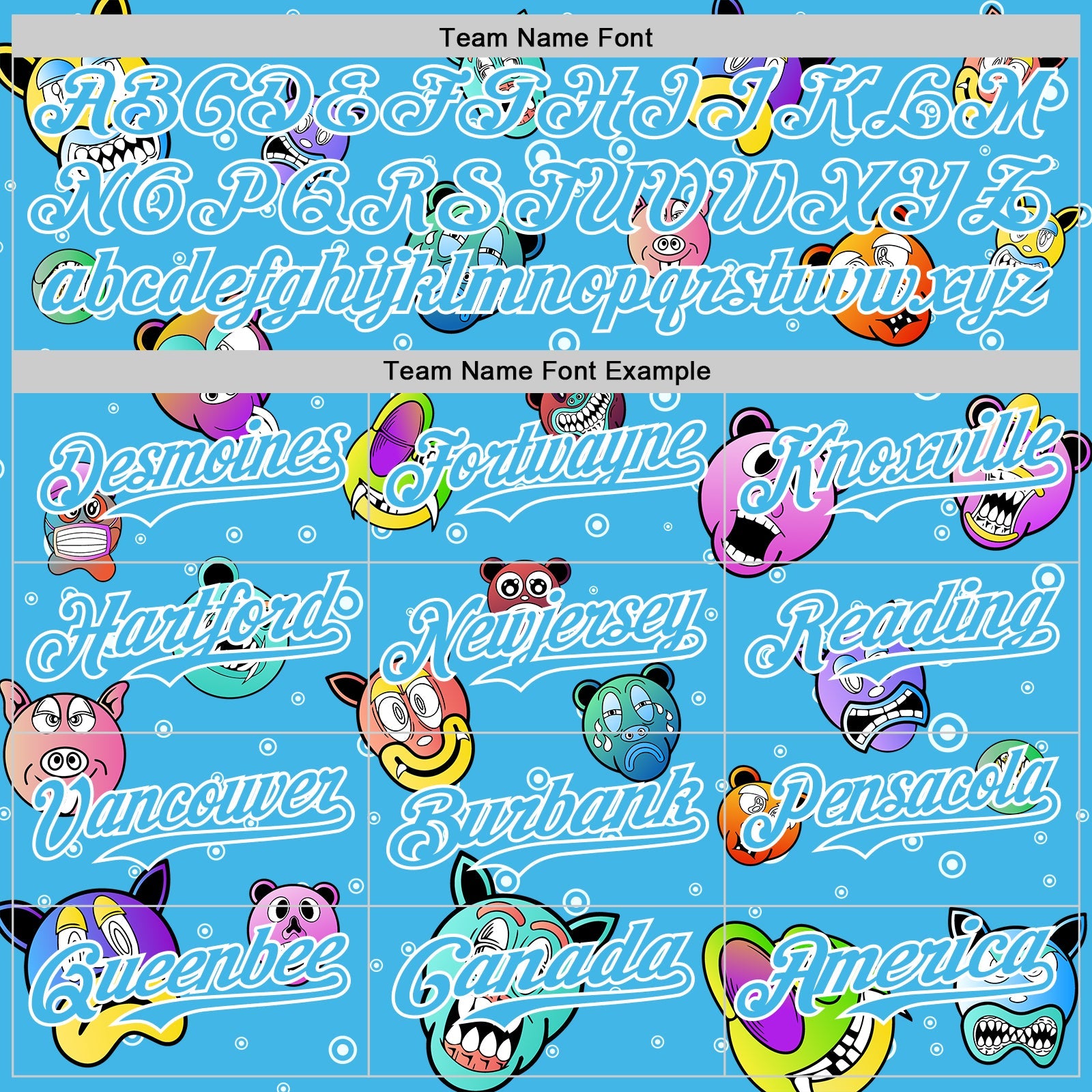 Custom Sky Blue White 3D Pattern Design Funny Cartoon Animal Authentic Baseball Jersey - Sky-Custom